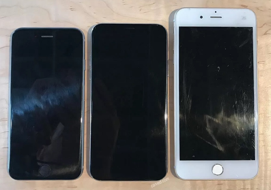 Nguyên mẫu iPhone 8 bên cạnh iPhone 6s và iPhone 7 Plus