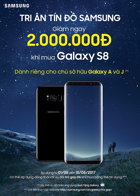 Khuyễn mãi samsung s8 và S8 plus tháng 8 , tri ân khách hàng giảm 2 triệu