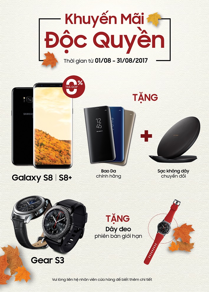 tặng sạc không dây + bao da chính hãng khi mua S8 và S8 Plus