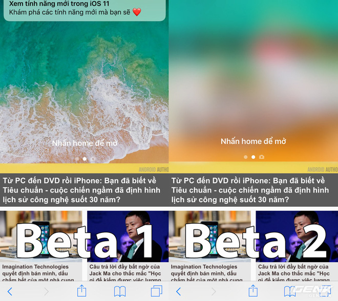 Trên iOS 11 Beta 2, khi kéo Notification Center xuống, phần hình nền được làm mờ và sẽ từ từ hiển thị rõ ràng hơn khi người dùng kéo xuống